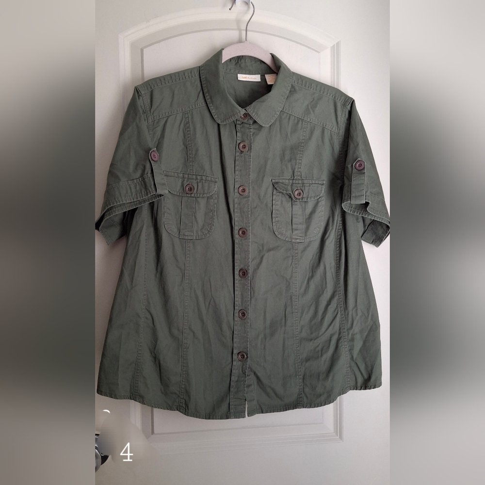 Lee womens short sleeve cardigan coverup jacket blouse 2X bussines casual travel